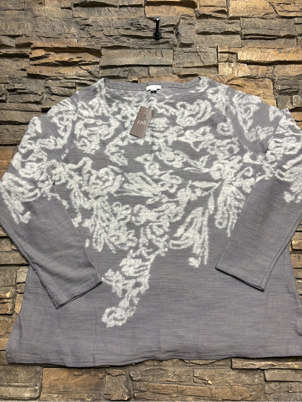 J Jill Sweater Top Sz XL Gray Textured Lightweight NWT Holiday Fall Casual Party